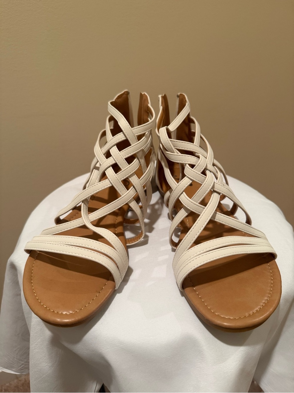Impo Cream Woven Strappy Gladiator Sandals